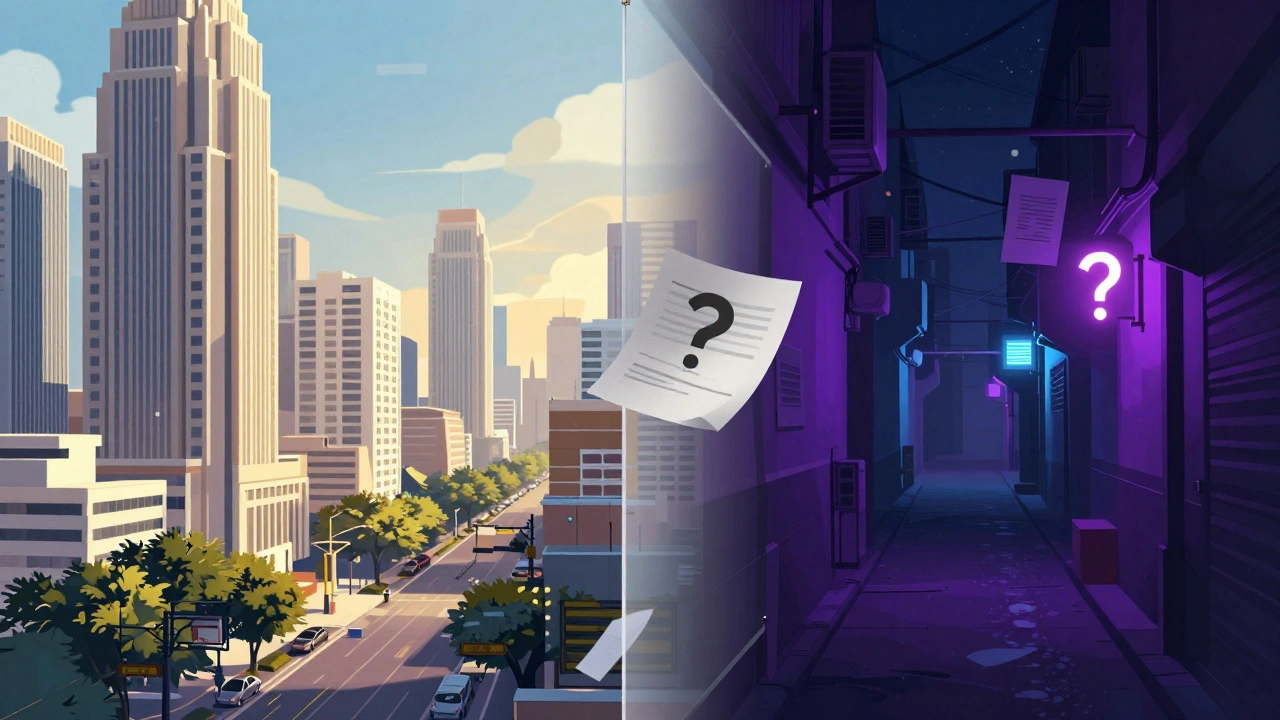 Conceptual art showing legal vs illegal nightlife zones