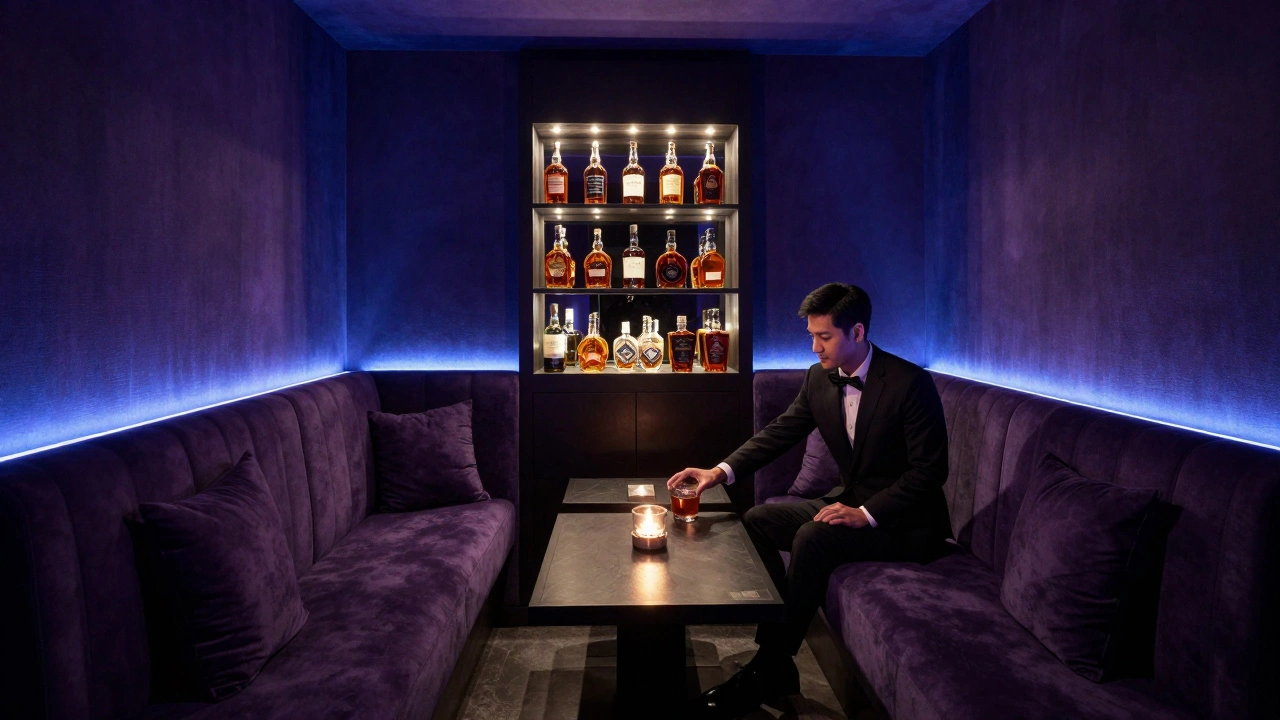 Private VIP booth with premium drinks in club