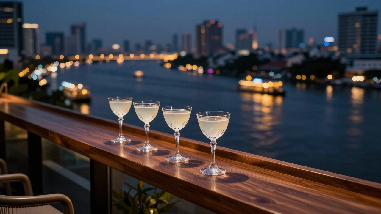 Rooftop bar view over Chao Phraya River