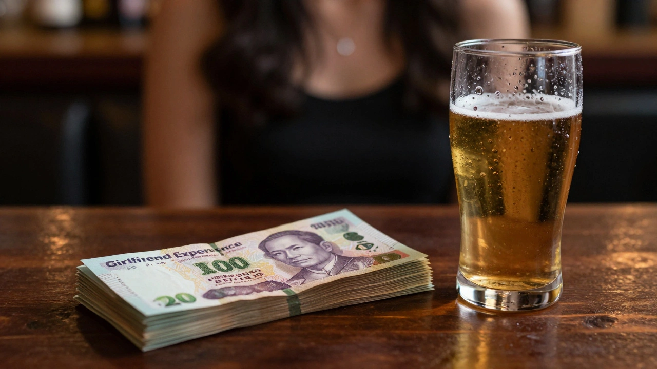 Thai Baht notes and beer glass symbolizing companion costs