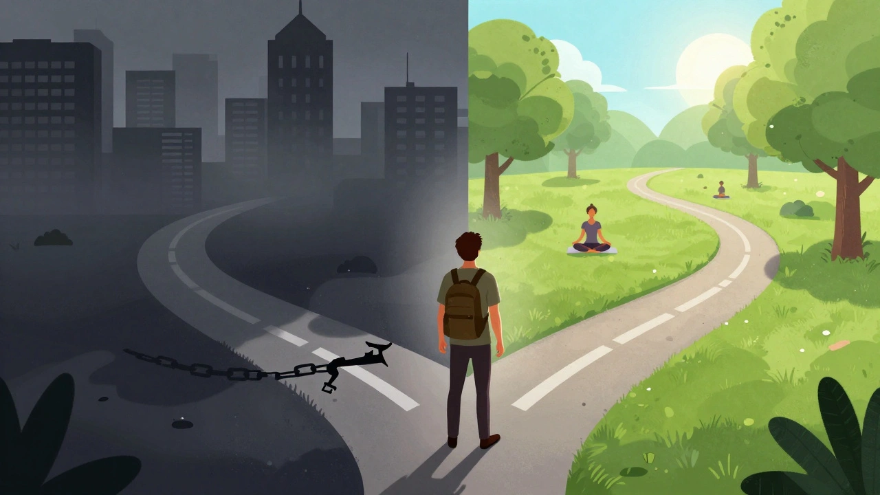 Traveler choosing wellness over dangerous paths